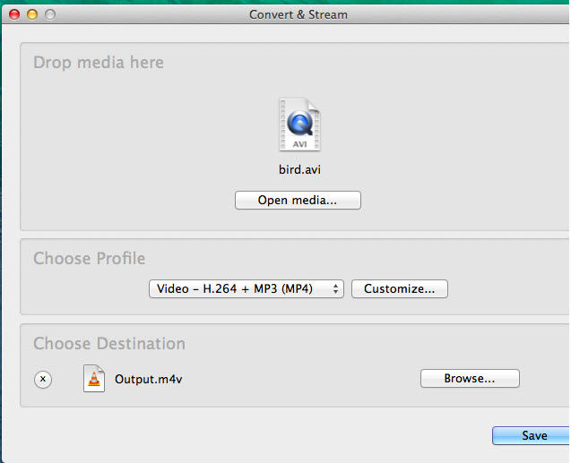 convert mp4 to amv vlc